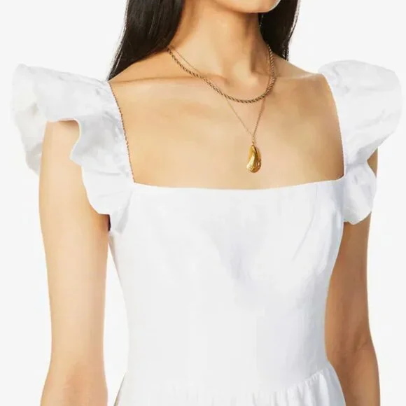 Reformation Lucila Ruffle-Trimmed Linen Midi Dress - Picture 2 of 6